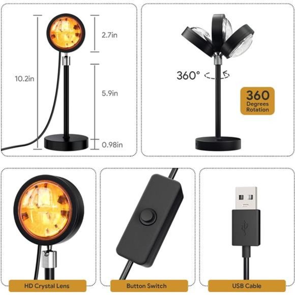 Sunset Lamp Projection Led Lights with Remote, 16 Colors Night Light 360° - Picture 5 of 8